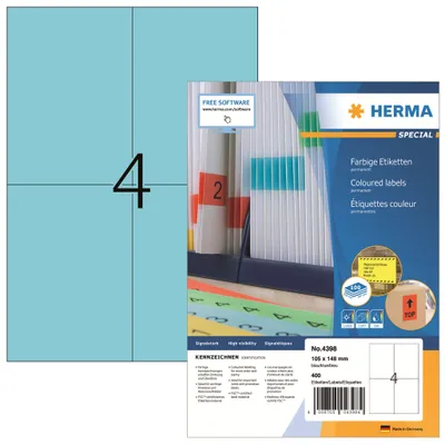 Immagine prodotto di Etichette A4 blu 105x148 mm carta opaca 400 pz.