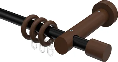 Produktbild von Interdeco Gardinenstange / Vorhangstange Schwarz / Nussbaum lackiert, Typ Talena Feta (Kappe), 20 mm Ø 1-läufig, 520 cm