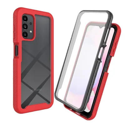 Immagine prodotto di Custodia per Samsung Galaxy A13 4G, paraurti con protezione dello schermo incorporata Custodia protettiva a 360° per tutto il corpo, rosso