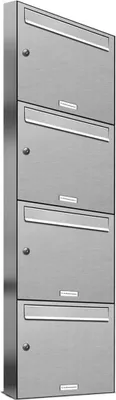 Produktbild von 4er V2A Edelstahl Wandbriefkasten Anlage 4 Fach Briefkasten Postkasten