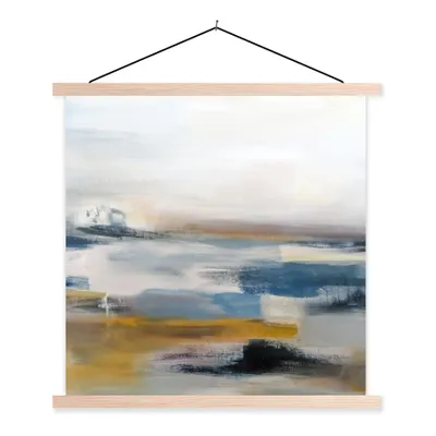 Produktbild von MuchoWow® Textilposter Ölgemälde - Abstrakt 60x60 cm mit holzfarbenen Rahmen - Wanddekoration