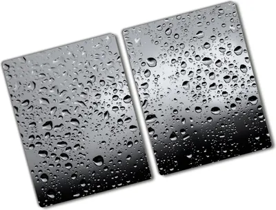 Produktbild von Tulup Glas Herdabdeckplatte - 2x40x52 cm - Glaskeramikkochfeld-Abdeckung Spritzschutz Glasabdeckplatte Kochplattenabdeckung und Schneidebrett - Zweiteilig - Sonstige - Wassertropfen - Grau