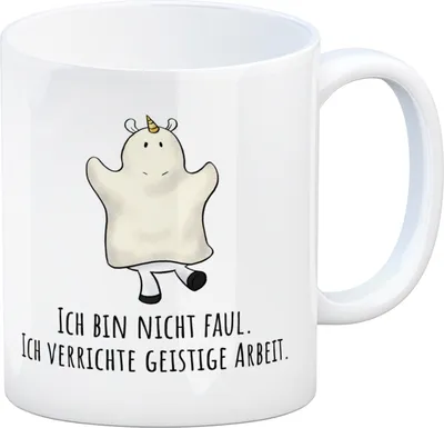 Produktbild von Einhorn-Geist Kaffeebecher mit Spruch Ich bin nicht faul Ich verrichte geistige