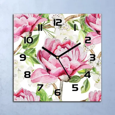 Produktbild von Wanduhr Echt-Glas-Küchenuhr Rosa Pfingstrosen Quarz Lautlos 30x30 Deko Bilder