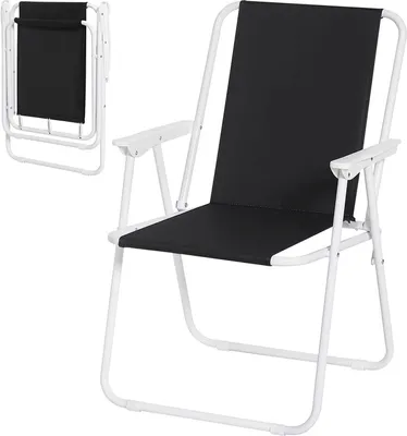 Produktbild von WOLTU Campingstuhl klappbar, Klappstuhl Leichter für Outdoor, Angelstuhl mit Armlehnen, Strandstuhl Klapphocker für Camping Strand Garten Terrasse, Schwarz