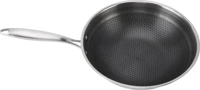 Zdjęcie produktu dla Patelnia do smażenia ze stali nierdzewnej Patelnia o strukturze plastra miodu Nieprzywierająca patelnia do mycia w zmywarce Kompatybilna z kuchenką gazową indukcyjną 24 cm 8 cm