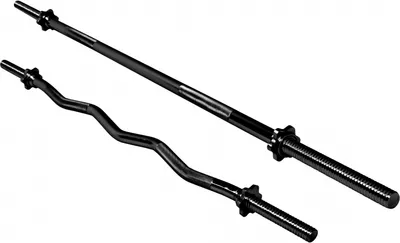 Produktbild von GORILLA SPORTS® Hantelstangen Set - inkl. Langhantelstange 170cm, SZ Curlstange 120cm, Sternverschlüsse, 30mm, gerändelt, verchromt, Schwarz - Langhantel-Stange, SZ-Stange