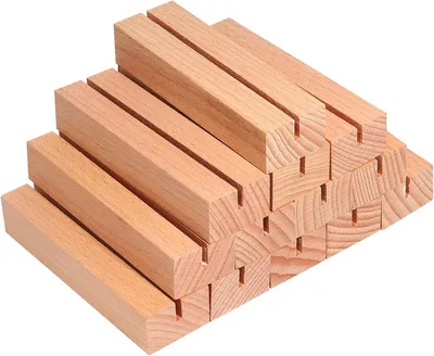 Obrázok produktu pre Drevené držiaky na karty 10x3x2 cm, 16 kusov, 3 mm drážka, pre svadby