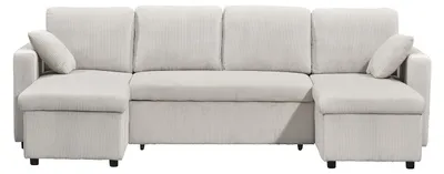 Produktbild von Eck-Wohnlandschaft Schlafsofa in Cordstoff Beige GAZUR