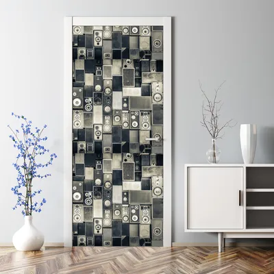 Produktbild von Dekorative Türtapete Türposter selbstklebend Klebefolie Türaufkleber Kassettenrecorder 77 x 200 cm