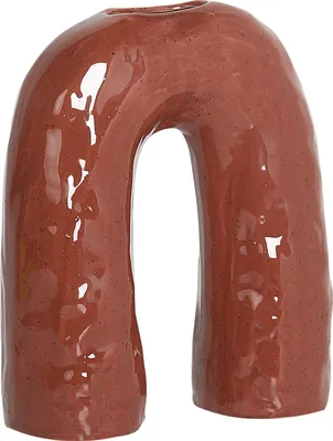Produktbild von BELIANI Blumenvase Braun Steinzeug 29 cm Hoch mit Weiter Öffnung U-Förmig Modern Wohnzimmer Schlafzimmer Esszimmer Dekoration Deko-Objekt Skulptur