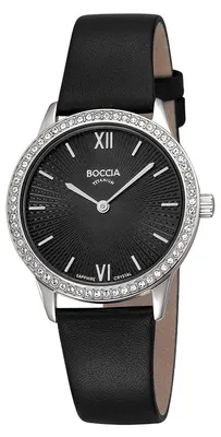 Obrázok produktu pre Dámske hodinky Boccia 3382-01, quartzové, titánové s čiernym koženým remienkom