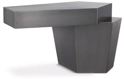 Produktbild von Casa Padrino Designer Couchtisch Grau 82 x 52 x H. 45 cm - Wohnzimmertisch mit gebürsteter Oberfläche - Wohnzimmer Möbel - Luxus Qualität
