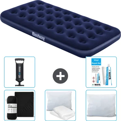 Produktbild von Bestway Luftmatratze – 1 Person – 99 x 188 x 22 cm – Blau – im Lieferumfang enthalten Zubehör