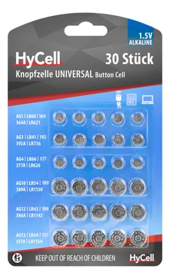 Produktbild von ANSMANN 5015473 Knopfzellen-Set HyCell Alkaline, 30-teilig