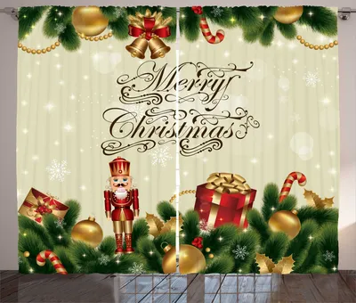 Produktbild von ABAKUHAUS Weihnachten Rustikaler Vorhang, Noel Ribbons, Wohnzimmer Universalband Gardinen mit Schlaufen und Haken, 280 x 175 cm, Mehrfarbig