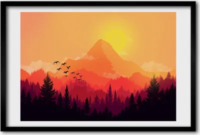 Produktbild von Bild 60x40 MDF-Rahmen, Wandkunst Berglandschaft