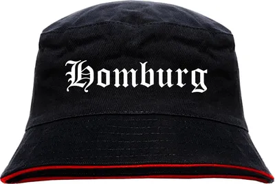 Produktbild von Homburg Anglerhut - Altdeutsche Schrift - Schwarz-Roter Fischerhut S/M SchwarzRot
