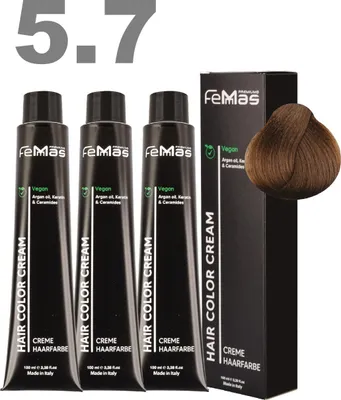 Produktbild von FemMas Haarfarbe mit Arganöl Hellbraun Sand 5,7 | 3x100 ml