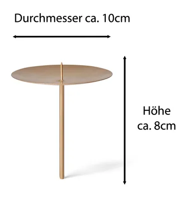 Produktbild von Novaliv 4x Kerzenpick mit Dorn 10cm GOLD Kerzenpick Metall rund für Adventskranz Kerzenständer Kerzentülle Adventskerzenhalter Kerzenteller zum Stecken Kerzenpin Weihnachten Kerzenhalter