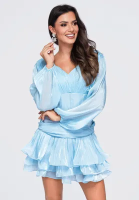 Produktbild von LARICA Kleid Mini V-Ausschnitt romantisch fließend LA-OM-DLR432 blue L