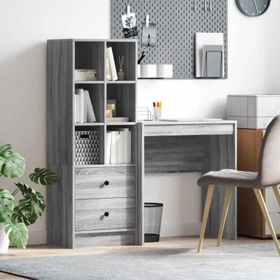 Image de Maison Exclusive - Bureau avec tiroir 2 pcs Gris Sonoma