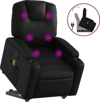 Produktbild von Massagesessel mit Aufstehhilfe Schwarz Kunstleder