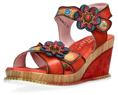 Produktbild von Laura Vita Damen Sandalette Boho Leder mit gekreuzten Riemen Ballon 26, Größe:39 EU, Farbe:Orange