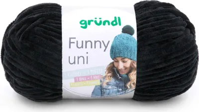 Produktbild von Gründl Chenillegarn Funny uni,100g/120m,Babywolle,100% Polyester,Häkel-und Strickgarn 17 schwarz