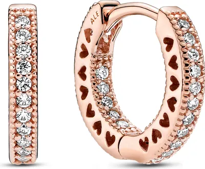 Produktbild von Pandora Rose 286317C01 Ohrringe Creoles Damen Pavé-Herz Zirconia