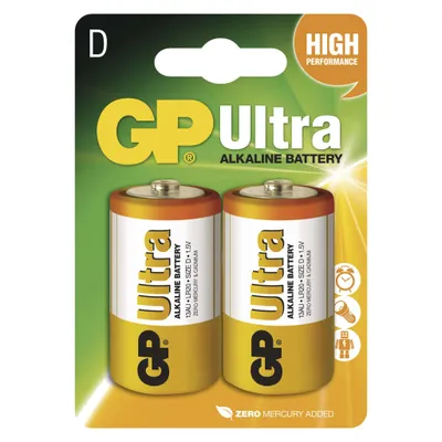Alkalická baterie GP Ultra D (LR20), 2 ks