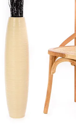 Produktbild von Leewadee Hohe Bodenvase 65 cm aus Mangoholz in creme
