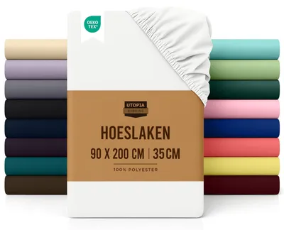 Productafbeelding van Hoeslaken lakens - Geborsteld microvezel - 90 x 200 cm - Wit