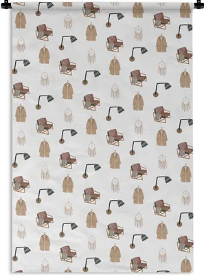 Produktbild von MuchoWow® Wandteppich Wandbehang Schlafzimmer - Muster - Grau 60x90 cm Tapisserie Dekoration Wandtuch - Foto-Teppich - Abwaschbar