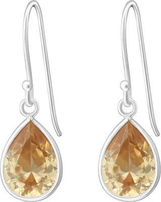Produktbild von 925 Sterling Silber Ohrhaken Ohrringe Ohrhänger mit Zirkoniatropfen in verschiedenen Farben Farbe - Champagner