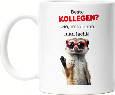 Produktbild von Beste Kollegen? Die mit denen man lacht Tasse Weiß Abschieds-Karte Kollege Dank