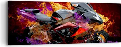 Produktbild von Bild auf Leinwand - Leinwandbild - Motorrad Feuer Abstraktion - 90x30cm - Wand Bild - Wanddeko - Leinwanddruck - Bilder - Kunstdruck - Wanddekoration - Leinwand bilder - Wandkunst - AB90x30-0177