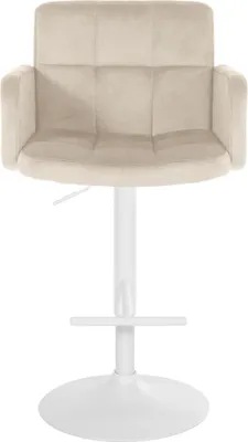 Produktbild von 2er Set Barhocker SUTUN - Samt Creme 60x56x93 cm Weiß | Barstuhl Höhenverstellbar Mit Lehne Drehbar Tresenhocker Tresenstuhl Kneipenhocker
