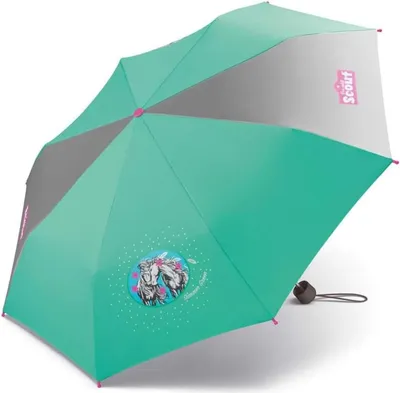 Produktbild von Scout Kinder-Taschenschirm Regenschirm mit reflektierenden Streifen Summer Green