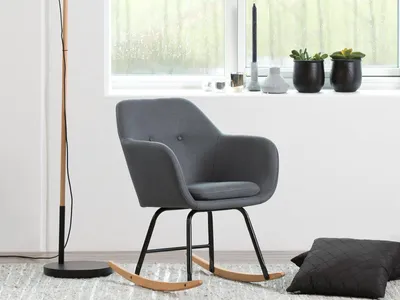 Produktbild von Schaukelstuhl Schwingstuhl Relaxstuhl Schwingsessel Stuhl Sessel "Eniza I" dunkelgrau