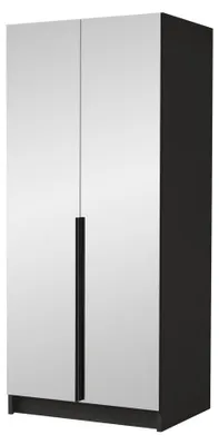 Produktbild von MIRJAN24 Kleiderschrank Bono III, Schlafzimmer, mit Spiegel, Drehtürenschrank, mit Kleiderstange, Modern, Garderobenschrank, Metallgriffe (Farbe: Schwarz)