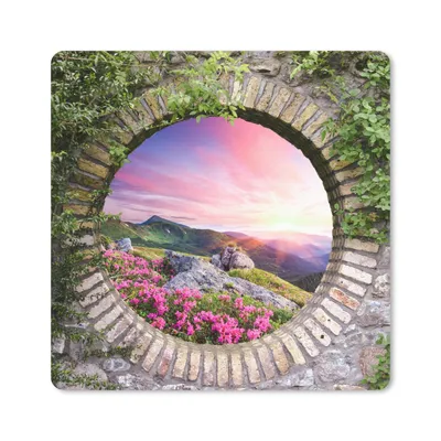 Produktbild von MuchoWow® Mauspad Mousepad Landschaft - Blumen - Aussicht - Berg 30x30 cm - Mousepads - Maus Mat - Pad - Mausunterlage - Gaming