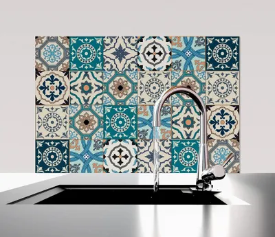 Produktbild von Spritzschutz für die Küche 60x40 cm, Fliesenmuster | Küchenrückwand | Alu-DiBond | Schutz für Herd und Spüle | Küchenfliesen | Fliesenspiegel | Rückwand