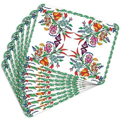 Produktbild von MG Design Set aus 8 Kork-Platzsets - Floral Design - 30 x 40 cm - hitzebeständig & abwischbar, mit Korkrückseite