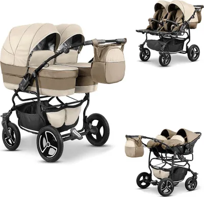 Produktbild von Zwillingskinderwagen Twin Star 4 in 1 Set in Beige-Braun - 13 Teile - in 16 Farben erhältlich