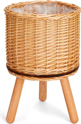 Produktbild von Blumentopf Übertopf Groß Blumenkübel Innen Pflanzentopf Set Korb Geflochten Holz 2pcs Set / Design 6