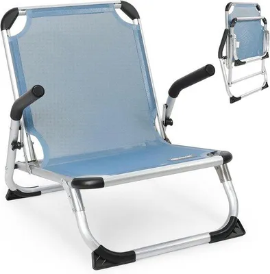 Image de Chaise de camping Famanu XXL - pliable, en aluminium, bleue - capacité de 120 kg