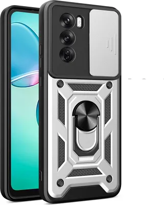 Produktbild von Hülle für Oppo Reno12 5G Magnetische Ring Ständer Halter Dia Kameraschutz TPU Bumper Silikon Schutzhülle Silber