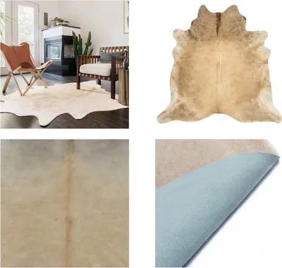 Produktbild von vidaXL Teppich Echtes Rindsleder 150×170 cm Beige - Teppich - Teppiche - Rindsleder Teppich - Wohnzimmerteppich