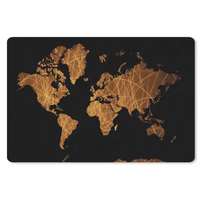 Produktbild von MuchoWow® Mauspad Mousepad Weltkarte - Schwarz - Gold 27x18 cm - Mousepads - Maus Mat - Pad - Mausunterlage - Büroartikel - Desk Matten